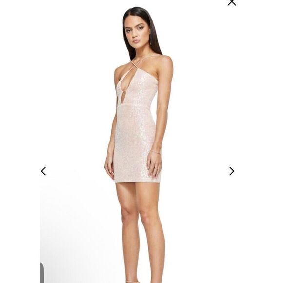 Nookie Supreme Mini Sequin Dress Small White $279 Cocktails Evening Event NWT S - Picture 3 of 12